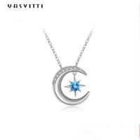 china 0.69ft 2g Moon Star Pendant Necklace Trendy Topaz Solid Silver Heart Necklace