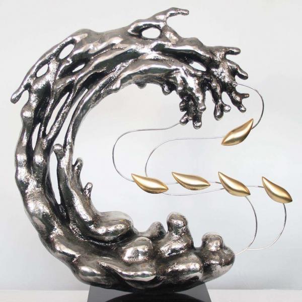 Quality Wave Garden Metal Water Fountain Sculpture 2000 Abstract Steel Sculpture Waterscape for sale