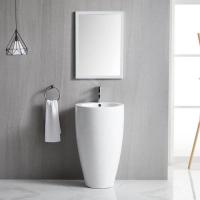 China Ceramic Bathroom Sanitary Ware Pedestal Basin Cylindrical Freestanding Sink factory