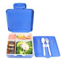China Flip Top Handle Seal Plastic Bento Lunch Box Portable Leak-Proof Blue factory