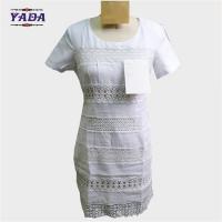 China Hollow out collar white short sleeve print fashion girls one piece dress dresses women sexy made in China factory