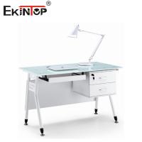 China Customized Home Small Glass Office Desk Top Laptop With Writing Desk Rectangle factory
