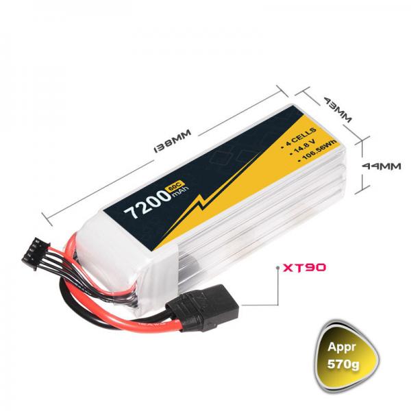 Quality 14.8V 4s1P 7200mah Lipo Battery 60C Remote Control Airplane Batteries for sale