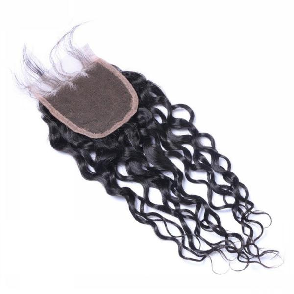 Quality Qingdao Top Lace Closure 45Gram Natural Color Peruvian Water Wave Human Hair  Closure for sale