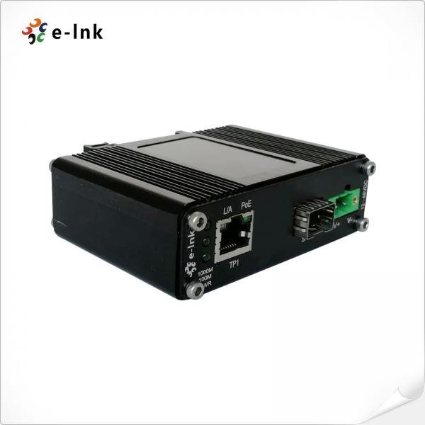 Quality 12-48V DC Input DIN Rail Industrial Grade Gigabit 30W PoE Media Converter with for sale