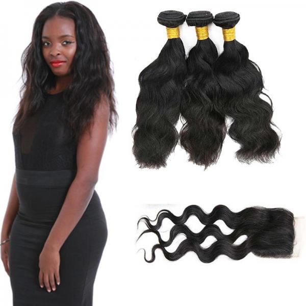 Quality 20 Inch Malaysian Curly Hair Bundles With Closure Natural Wave CE Certification for sale