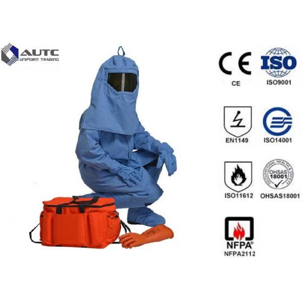 Quality Bib Work Gear Clothing , Industrial Work Clothes Navy Blue Color 33cal/C ATPV Rating for sale