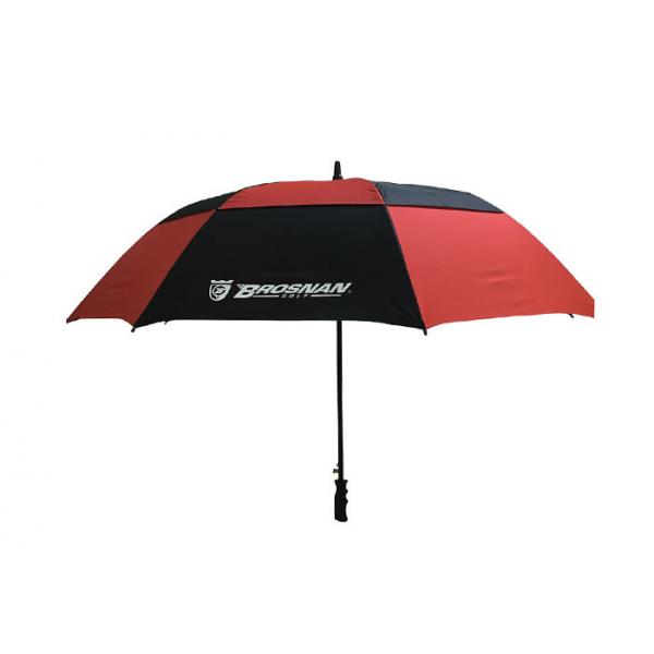 Quality Black Red Double Canopy Windproof Golf Umbrellas Wind Resistant Grip Plastic Handle for sale