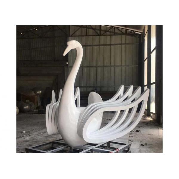 Quality Large Size Beautiful Lifelike Stainless Steel Sculpture White Swan Sculpture for sale