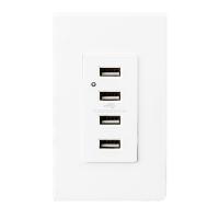 China White Usb Wall Outlet , Usb Electrical Outlet 4 USB Ports With 2 Wall Plates factory