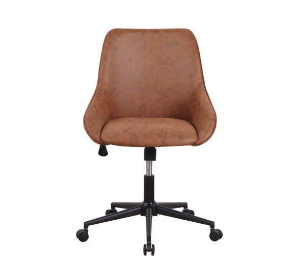 China Easy Cleaning Leather Brown PU Office Desk Chair Upholstered With Padded Seat And Comfortable Back factory