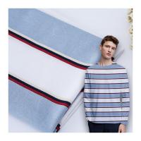 Quality 100% Cotton Striped T Shirt Fabric , Soft Double Yarn Cotton Striped Fabric for sale