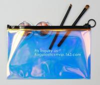 China holographic glitter mini purse transparent clear PVC cosmetic slider bag, slider zipper PVC bag clear vinyl cosmetic bag factory