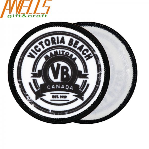 Quality Polyester Dye Sublimation Patch Silk Printed Embroidered Back Patch for sale