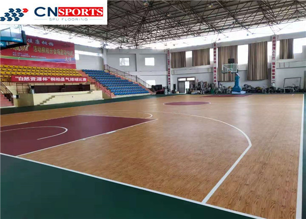 Quality RoHS Cork Synthetic Basketball Court Flooring Wood Grain for sale