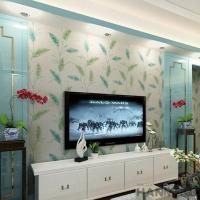 China Natural Green Plants Pattern Suede Wallpaper Fashion Wallcovering Distributors factory