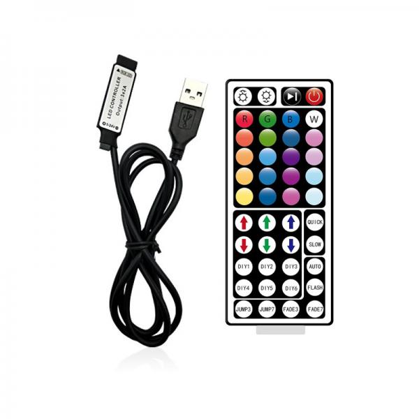 Quality USB 5V Powered 44 Key IR Remote Controller For LED RGB Strip Light for sale