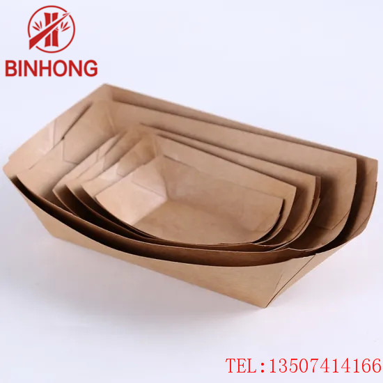 Quality Kraft Paper 125mm Boat Disposable Paper Containers for sale