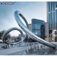 China Outdoor Square Large Geometric Circular Fountain Stainless Steel Sculpture factory