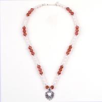 China Women Strawberry Quartz 5mm White Freshwater Pearl Necklace for sale
