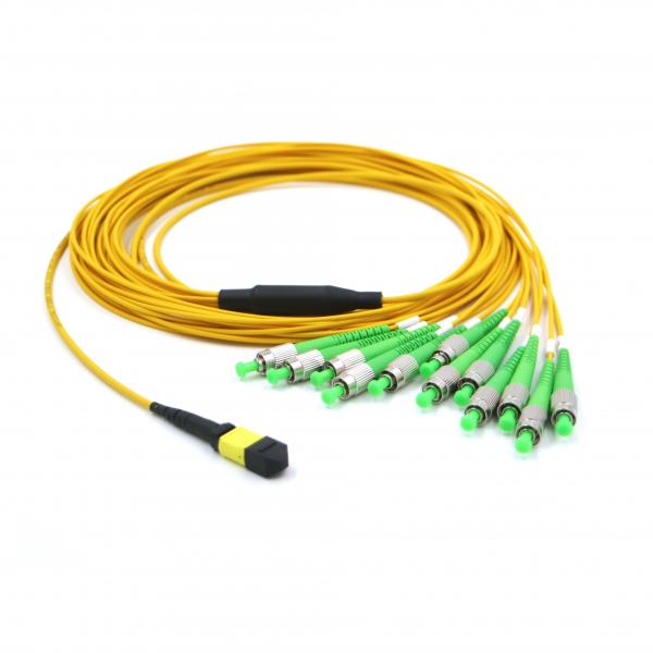 Quality 12F Low Insertion Loss MPO MTP Cable Female - ST APC Fiber Connector Breakout Cable for sale