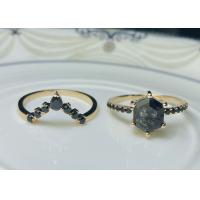 China Hexagon Black Moissanite Engagement Ring , 0.78ct 19pcs Lab Created Moissanite Engagement Rings for sale
