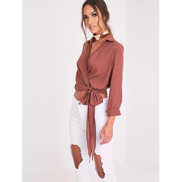 Quality Latest Fashion Ladies Wrap Blouse With Tie for sale