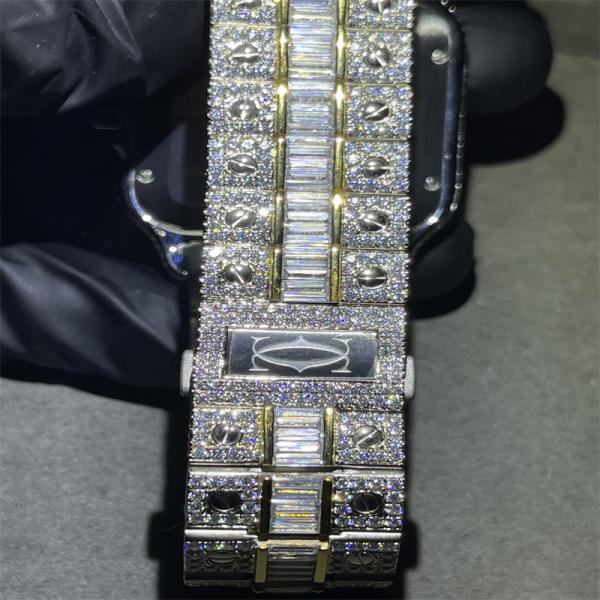 Quality Part Bussdown Baguette Diamond Watch Men Brand Baguette Moissanite Watch Cartier for sale