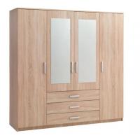 China MS bedroom furniture 3 drawer 4 door Wardrobe with mirror factory