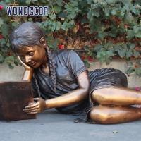 Quality Customized garden decoration, life-size bronze statue of a girl lying on her for sale