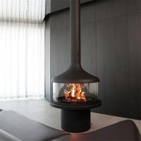 Quality Indoor Decorative Ceiling Mounted Wood Burning Suspended and Rotating Fireplace for sale