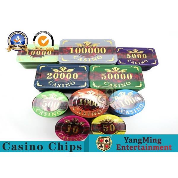Quality Aluminum Case Casino Poker Chip Set 3.3mm Thickness Elegant Patterns And Bright Color for sale