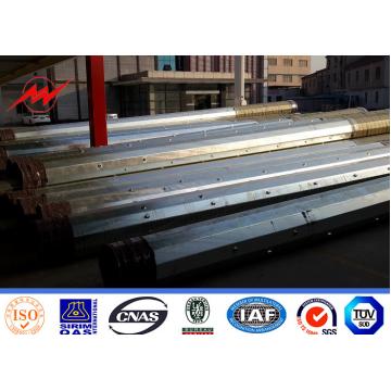 Quality Africa Transmission Line Galvanized Steel Power Pole With Cross Beams 10KV - for sale