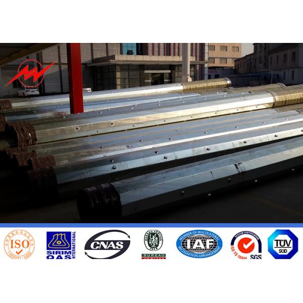 Quality Africa Transmission Line Galvanized Steel Power Pole With Cross Beams 10KV - 220KV for sale