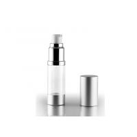 Quality Empty Silver Airless Cosmetic Bottles Slender Styles Soap Cream Packaging for sale