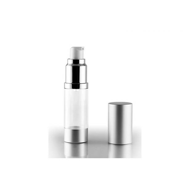 Quality Empty Silver Airless Cosmetic Bottles Slender Styles Soap Cream Packaging for sale