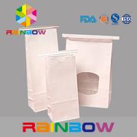 China White Kraft Paper Flat Bottom Window Bags With Tin Tie , Chia Seed Packaging for sale
