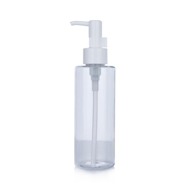 Quality 160ml Clear Cylindrical Plastic Eye Makeup Remover Pump Bottle 45.5mm for sale