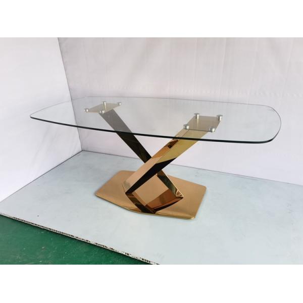 Quality Wedding imported gold metal base mirrored glass top dining table with crystal for sale