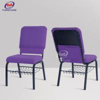 China Interlocking Purple Church Chairs Modern Pulpit Chairs With Table And Back Pocket factory