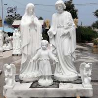 China Marble Holy Family Statues Catholic Religious Natural Stone Hand Carving Church Decor factory