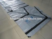 China 170gsm white color relief tarp with 6 pieces reinforced bands for United Nations factory
