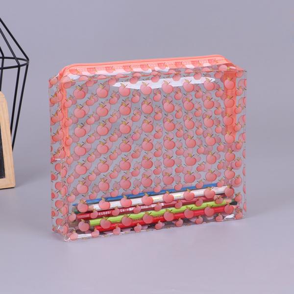 Quality Pink PVC Cosmetic Bag Pouch Zip Around Makeup Bag Waterproof for sale