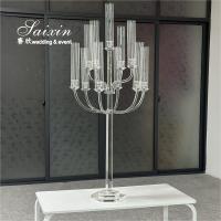 China Beautiful Clear Glass Crystal Candelabra With Tall Glass Jars For Wedding Centerpieces for sale