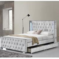 China Tufted Buttons Queen Upholstered Storage Platform Bed Four Drawers factory