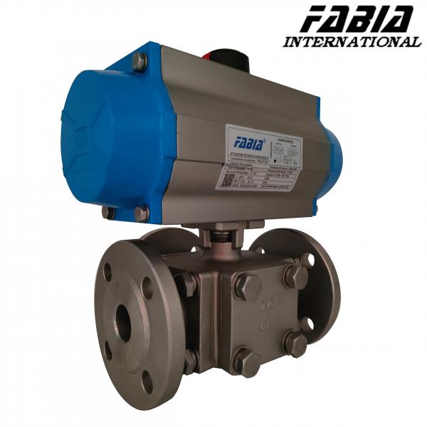 Quality High-pressure Pneumatic Three-way Flanged Ball Valve for sale