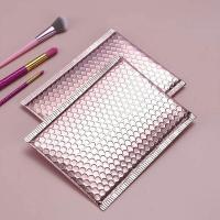 China Custom Logo Air Padded Envelopes Metallic Rose Gold Foil Bubble Mailer Bag For Cosmetics factory