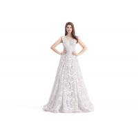 China Grace White Lace Embroidery Simple Elegant Wedding Dresses Sleeveless U - Neck factory