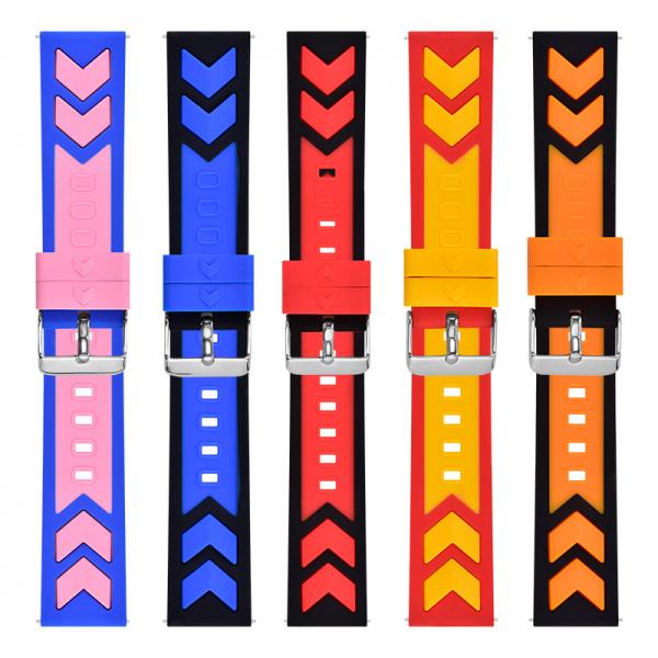 Quality Unique 22mm Double Color Silicone Watch Strap With Quick Release Spring Bar for sale