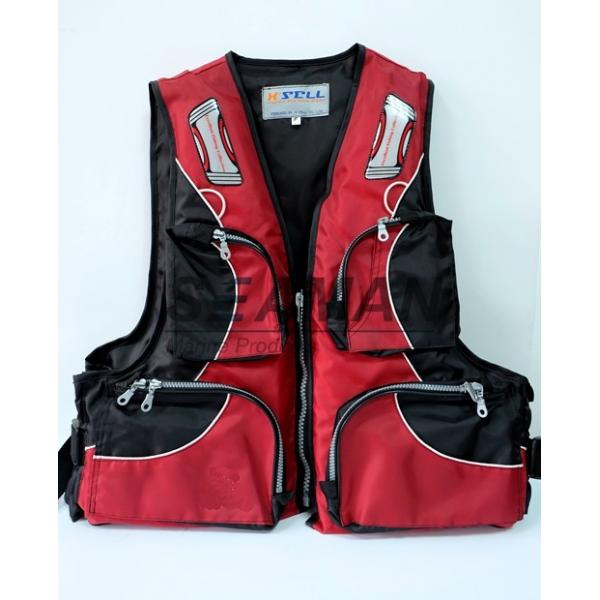 Quality 100N Red Water Sport Fishing Life Jacket With Oxford Nylon Adult Rigid Foam for sale